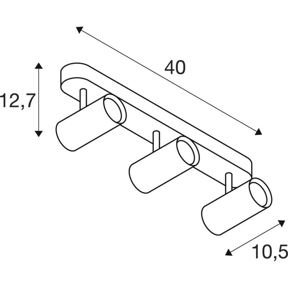 Spot monté en surface Noblo noir 3 lumières 2700K SLV 4024163300308