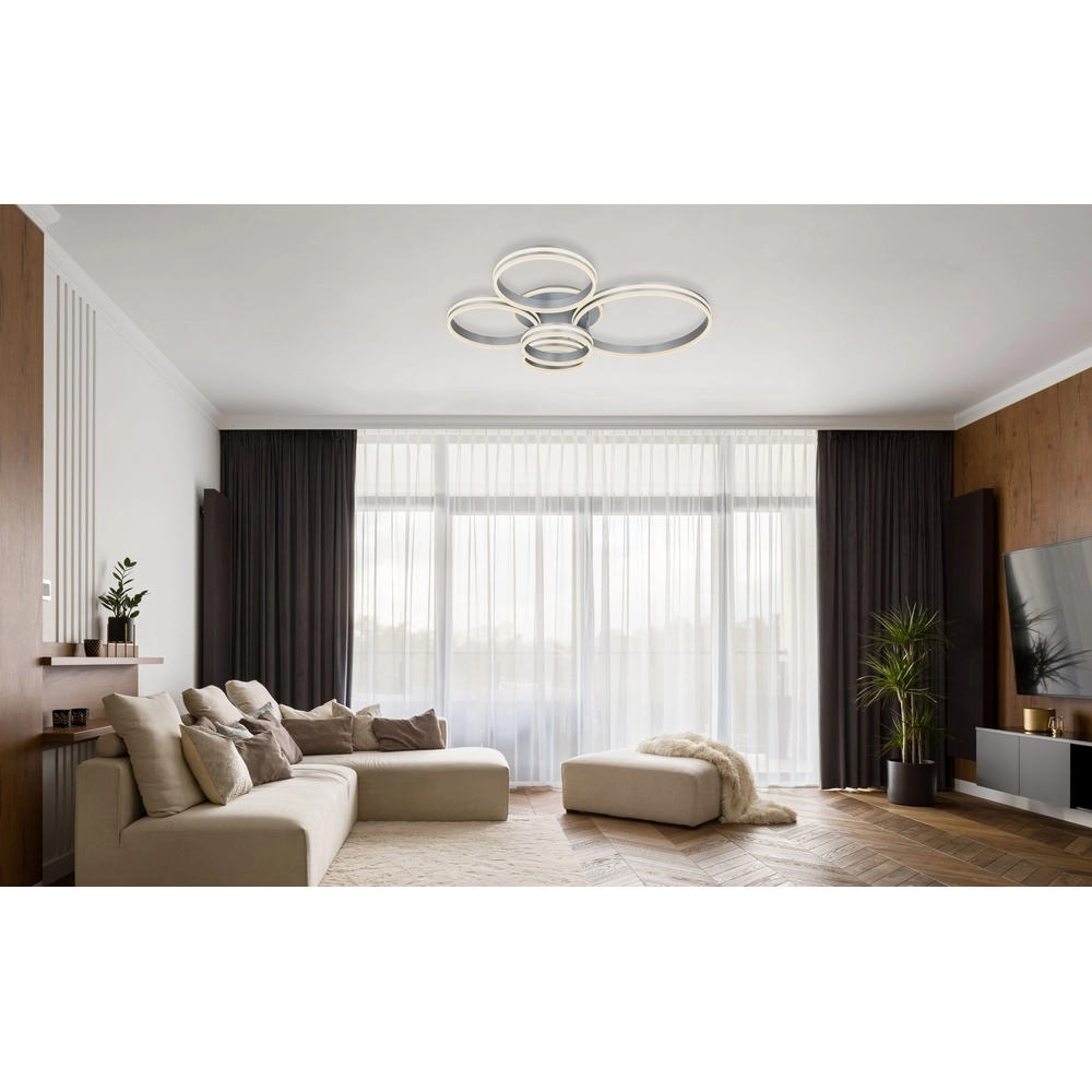 Lampe de plafond Rubio 5 anneaux gris Globo 9007371422913
