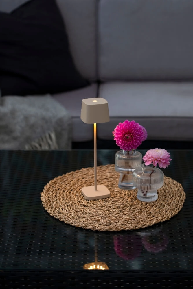 Lampe de table rechargeable Capri mini brun sable KonstSmide 7318307829334