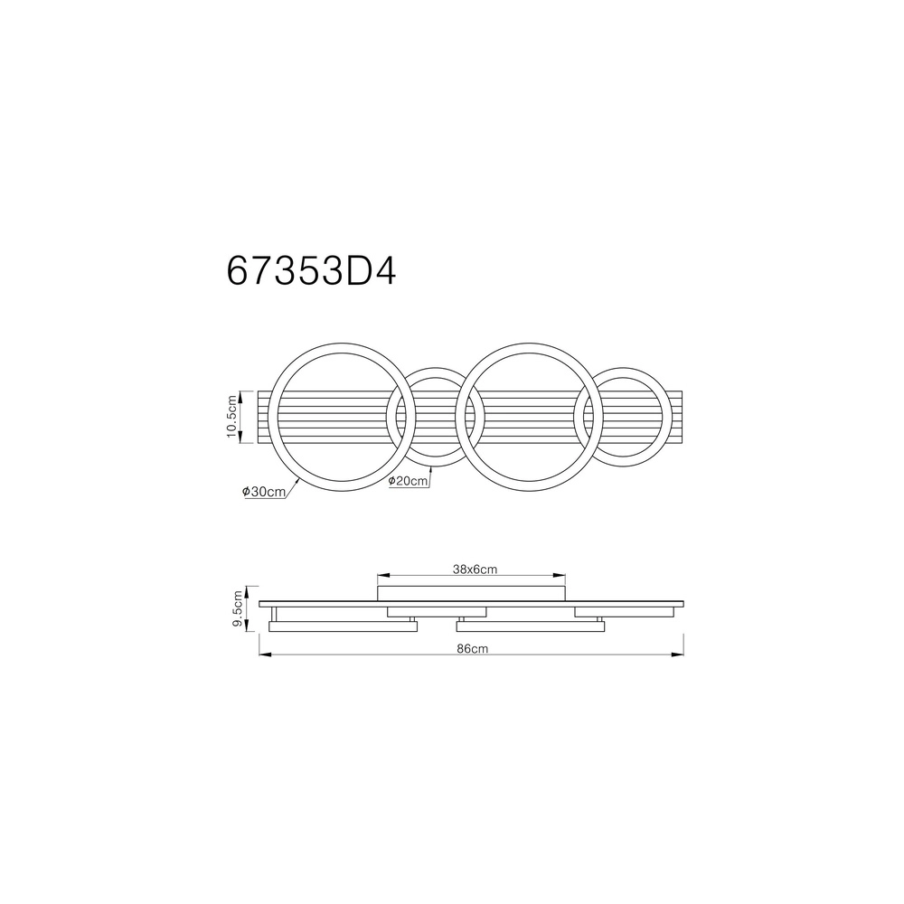 Lampe de plafond Tisha 4 anneaux noirs avec du bois Globo 9007371531578