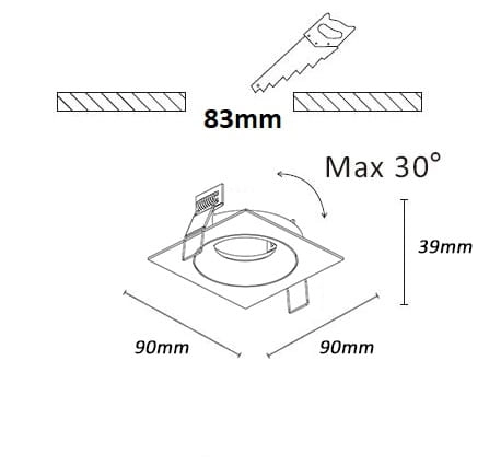 Spot encastré carré Alice champagne Artdelight 8720701103337