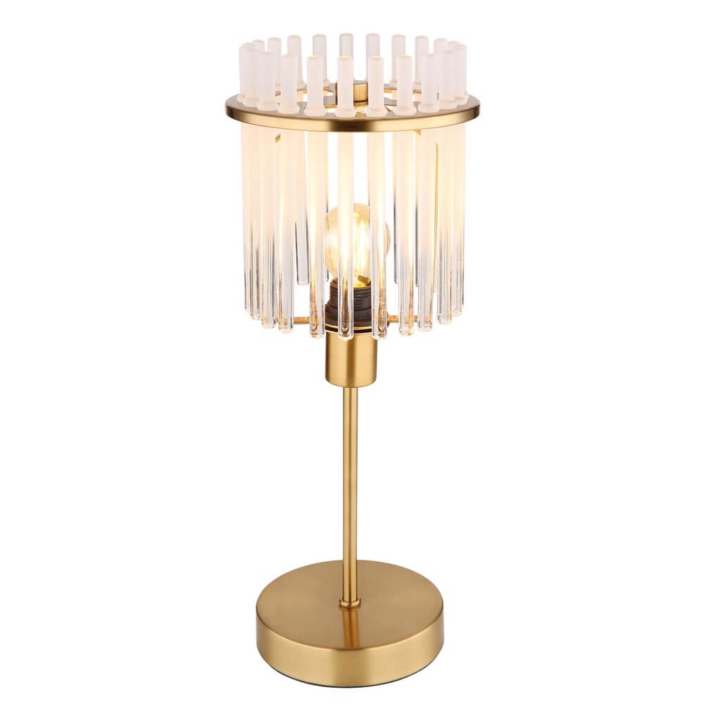 Lampe de table dorée Gorley avec verre Ø 15cm Lampe de table dorée Gorley avec verre Ø 15cm