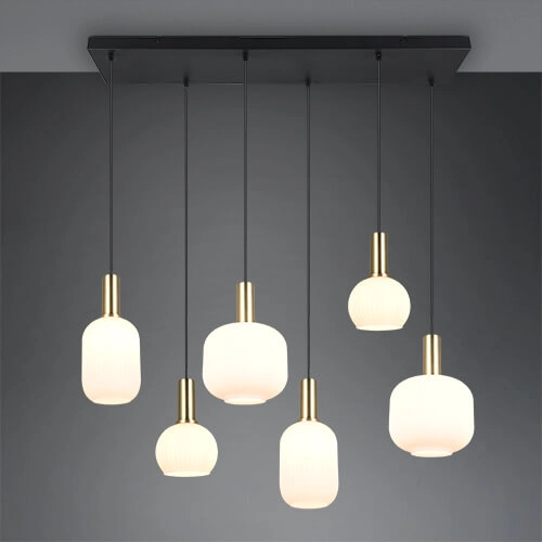 Lampe suspendue pour salle à manger Diva 6 lumières - verre blanc Trio 4017807614510