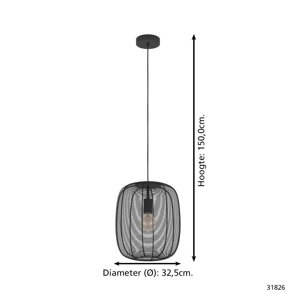 Suspension noire Rinroe Ø 32,5 cm Eglo 9002759318260