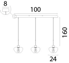 Suspension 3 lumières Genua noir avec verre doré Ø 24cm Masterlight 8718121356914