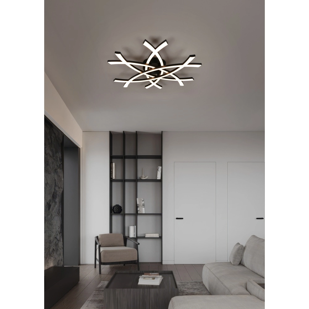 Plafonnier moderne Pollock 60cm noir Trio 4017807659078