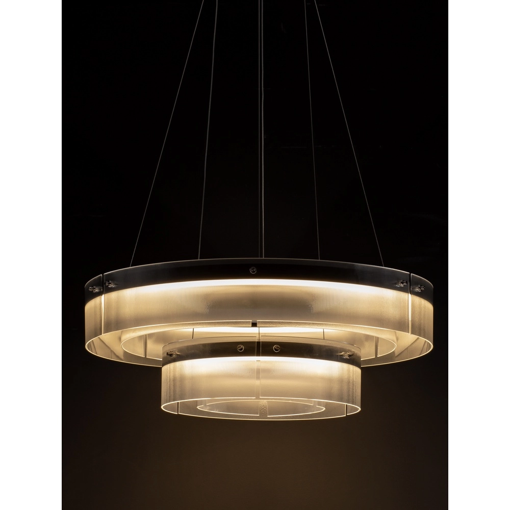 Suspension design Pauline double noir avec verre Ø 70cm Suspension design Pauline double noir avec verre Ø 70cm