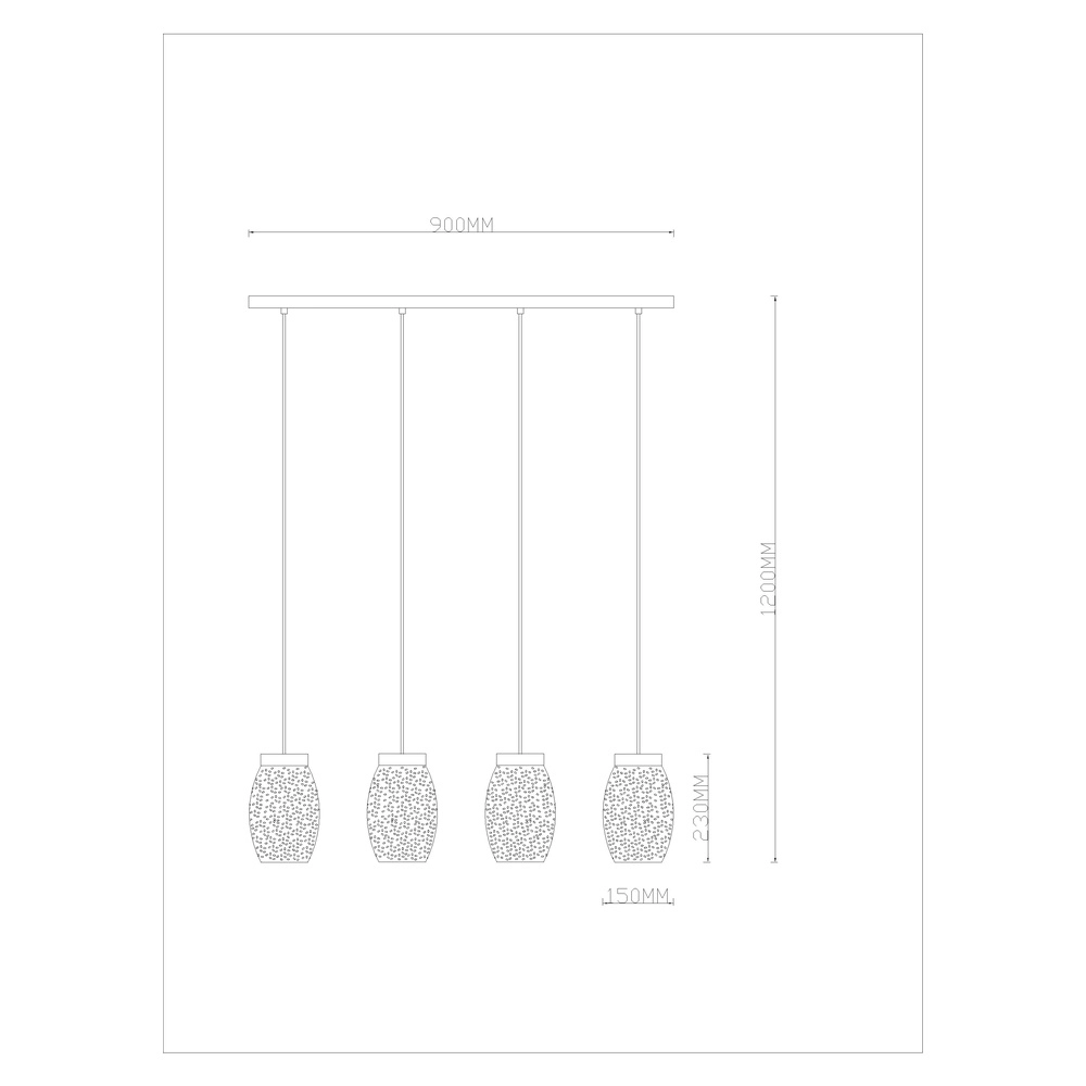Lampe suspendue à 4 lumières Narri Noir avec or - petits trous Globo 9007371392667