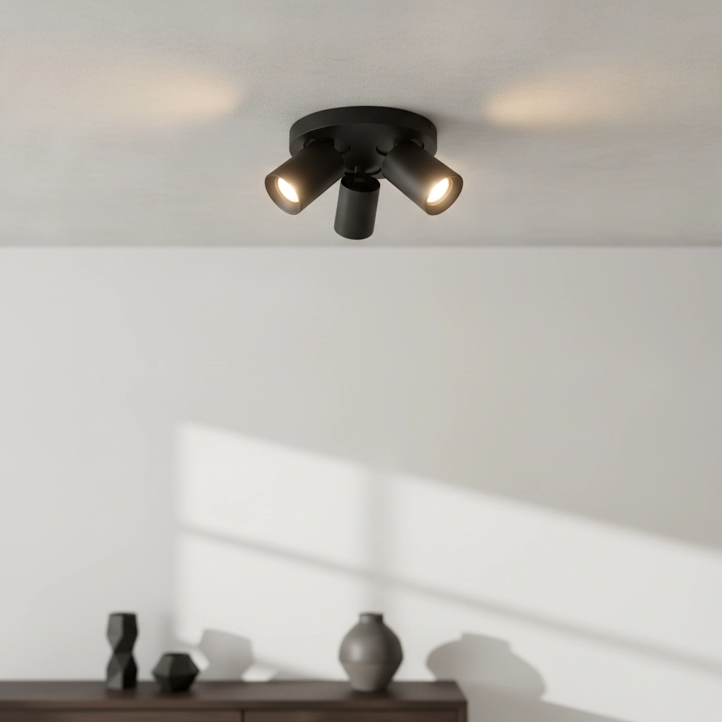 Plafonnier rond Megano 3 lumières noir