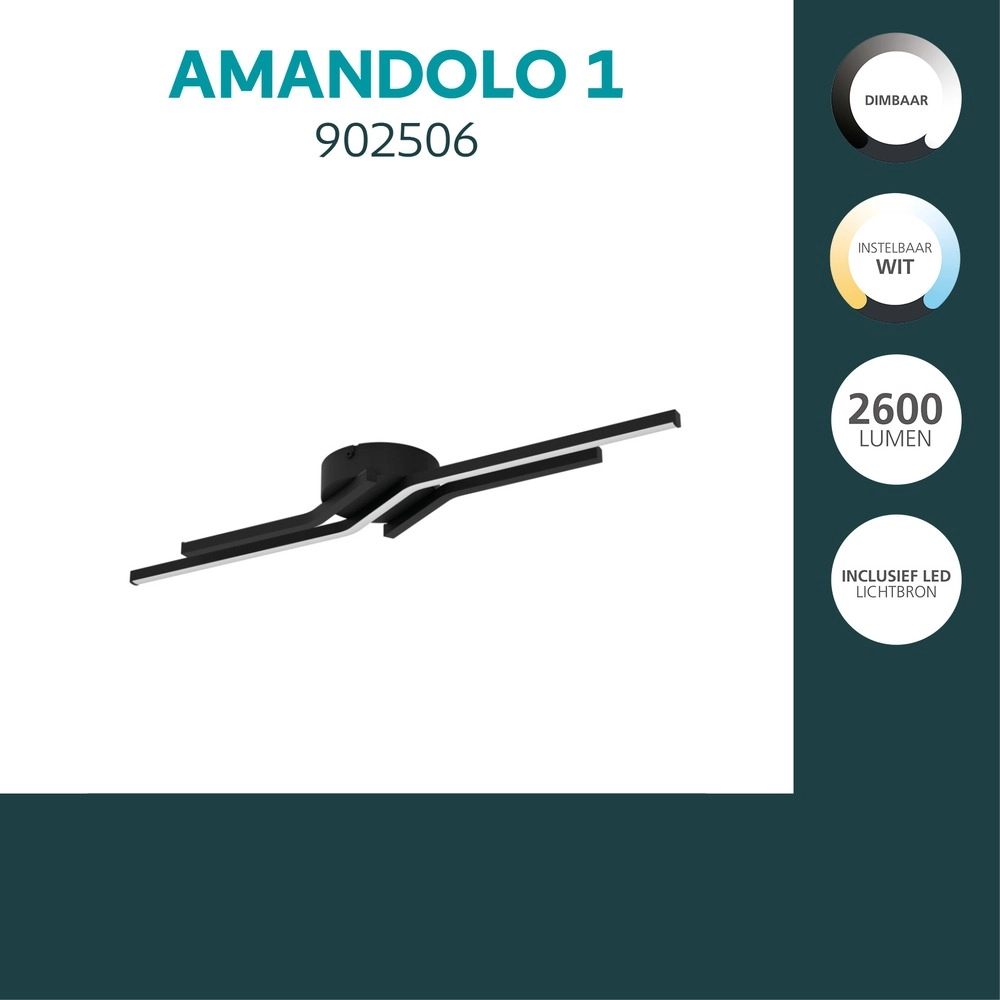 Lampe de plafond à design Amandolo 1 Noir Eglo 9008606391523