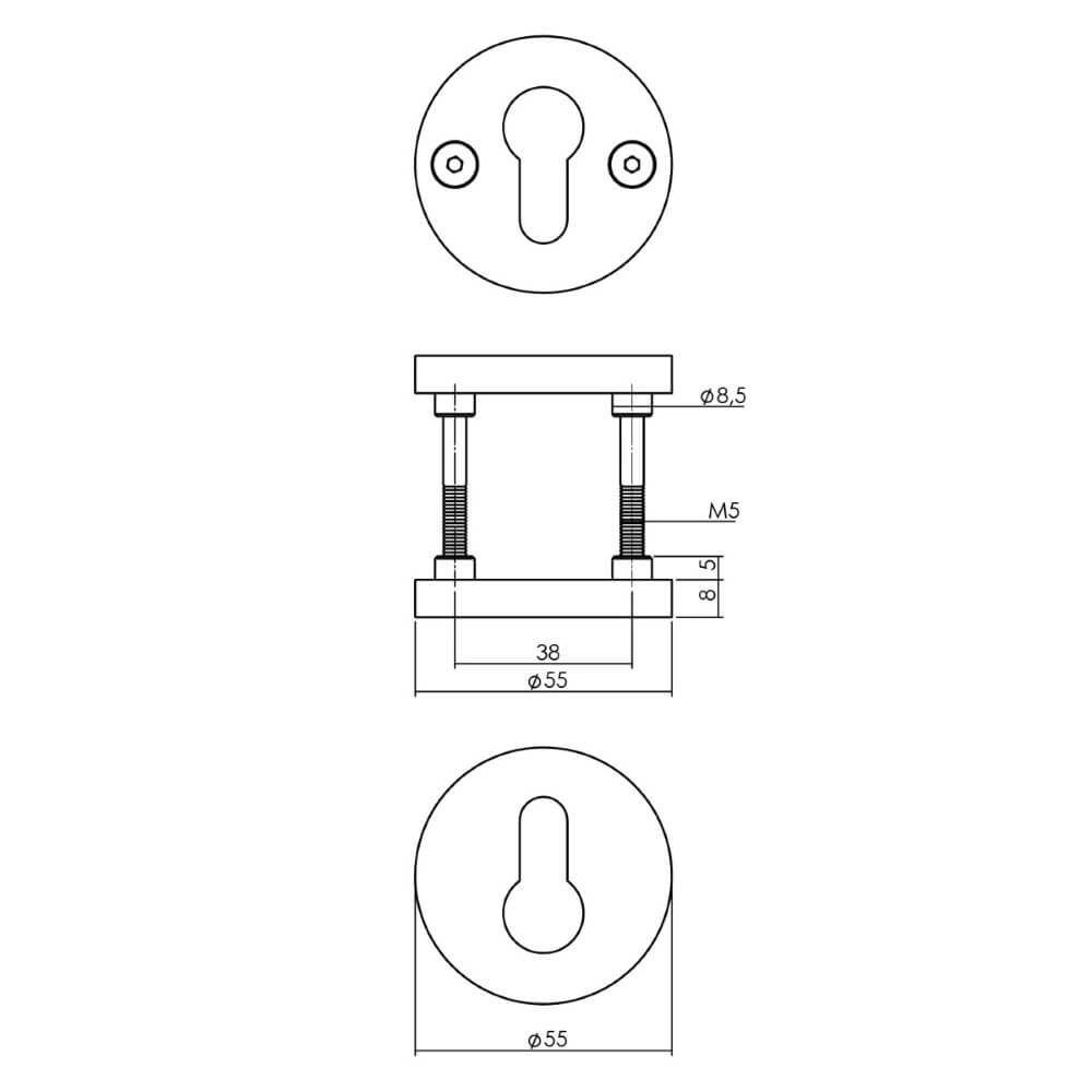Lot de 2 rosaces cylindriques Shiraat Inox Intersteel 8714186565063