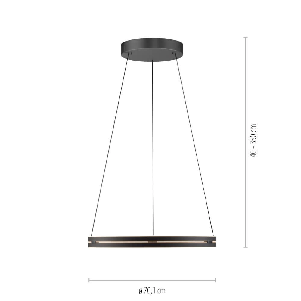 Lampe suspendue élégante Pure E-Loop noir Ø 70cm Paul Neuhaus 4012248384336