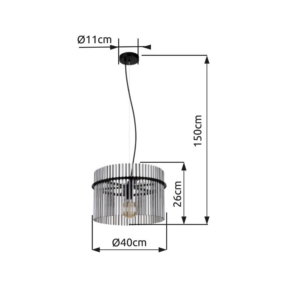 Suspension noire Gorley avec verre fumé Ø 40cm Globo 9007371445189