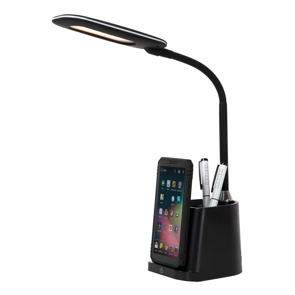 Lampe de bureau Penny avec le panneau de recharge sans fil noir Lucide 5411212185914