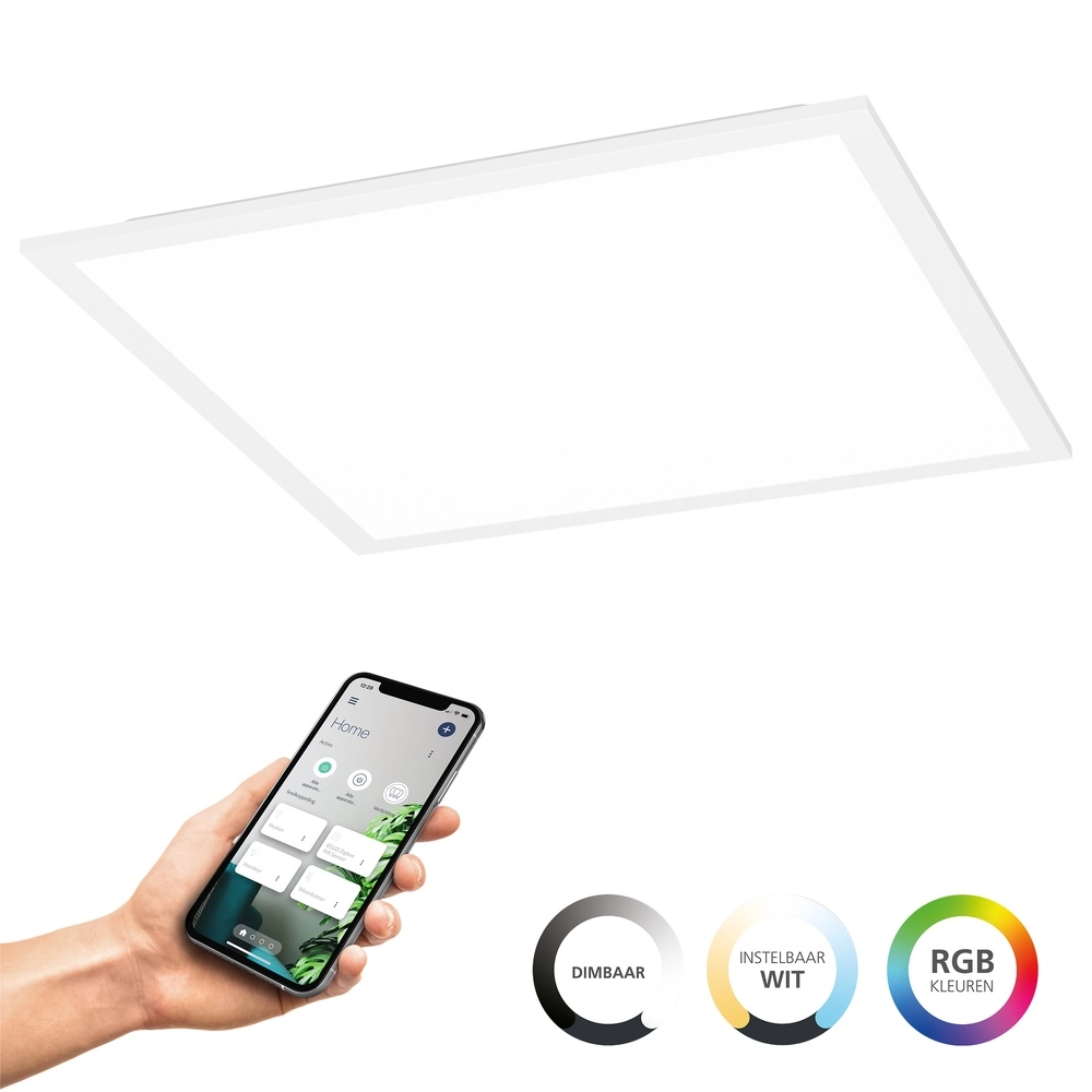 Plafonnier Moradillo carré 39cm 3 étapes CCT blanc Plafonnier Moradillo carré 39cm 3 étapes CCT blanc