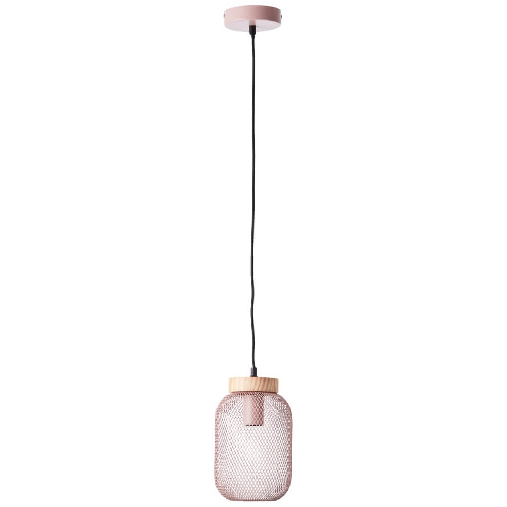 Lampe suspendue rose Giada avec du bois Brilliant 4004353354229