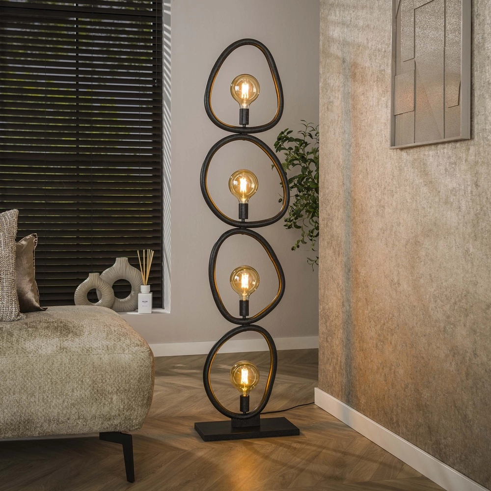 Lampe de sol de campagne Pebble Noir arctique - 4x E27