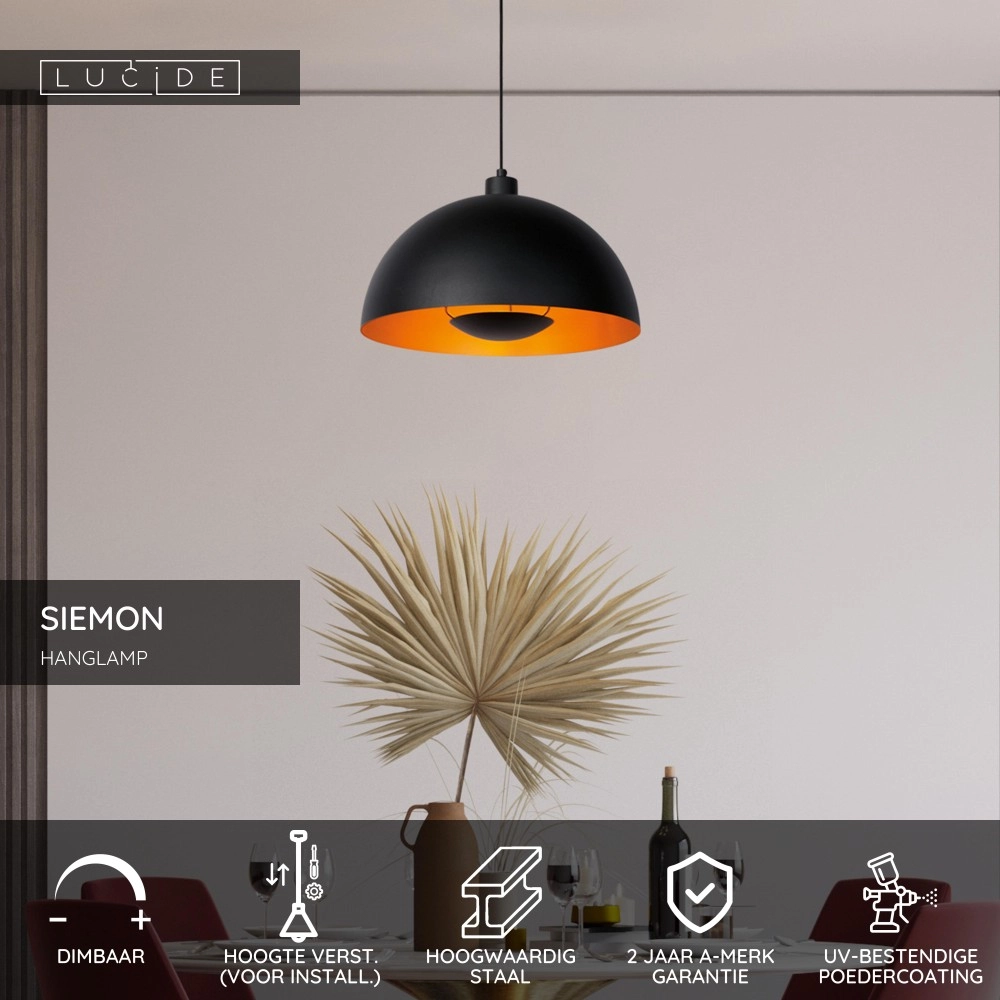 Lampe pendante de conception Siemon Noir Lucide 5411212451743