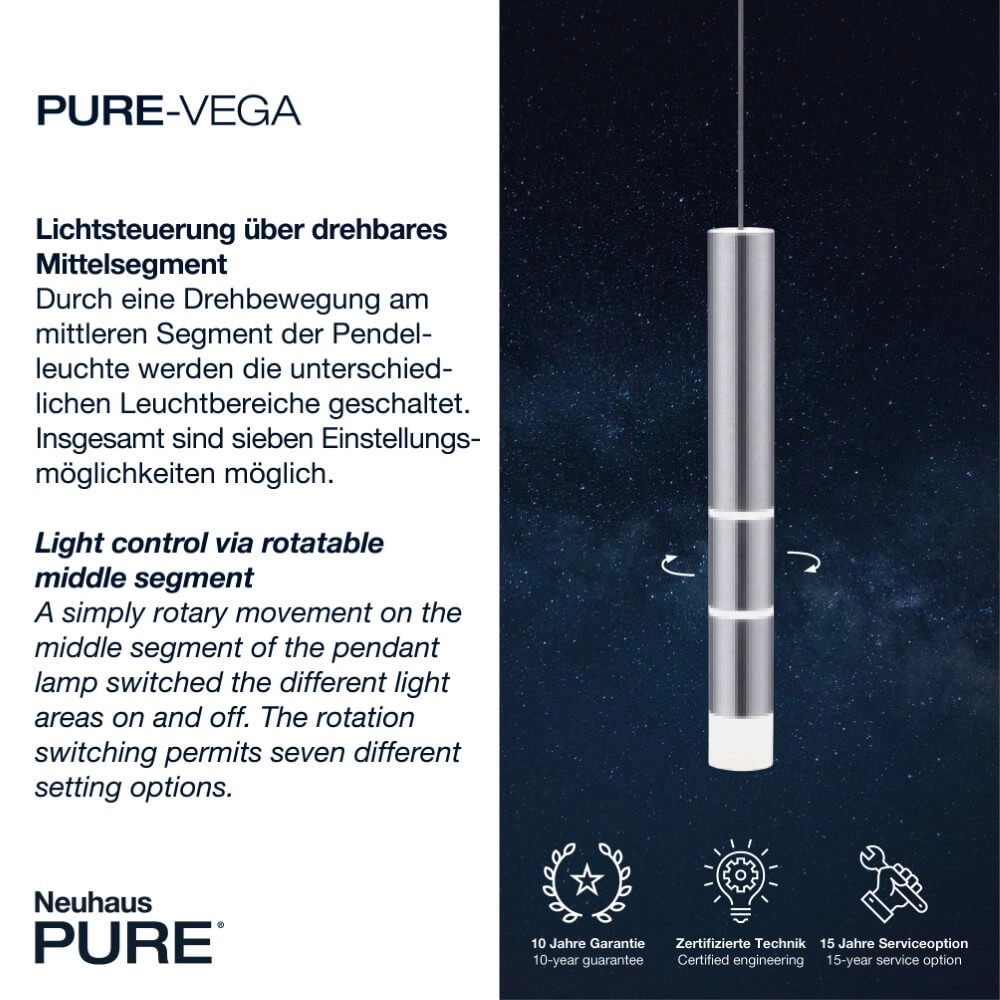 Lampe suspendue en aluminium Pure Vega 3 lumières Paul Neuhaus 4012248357590