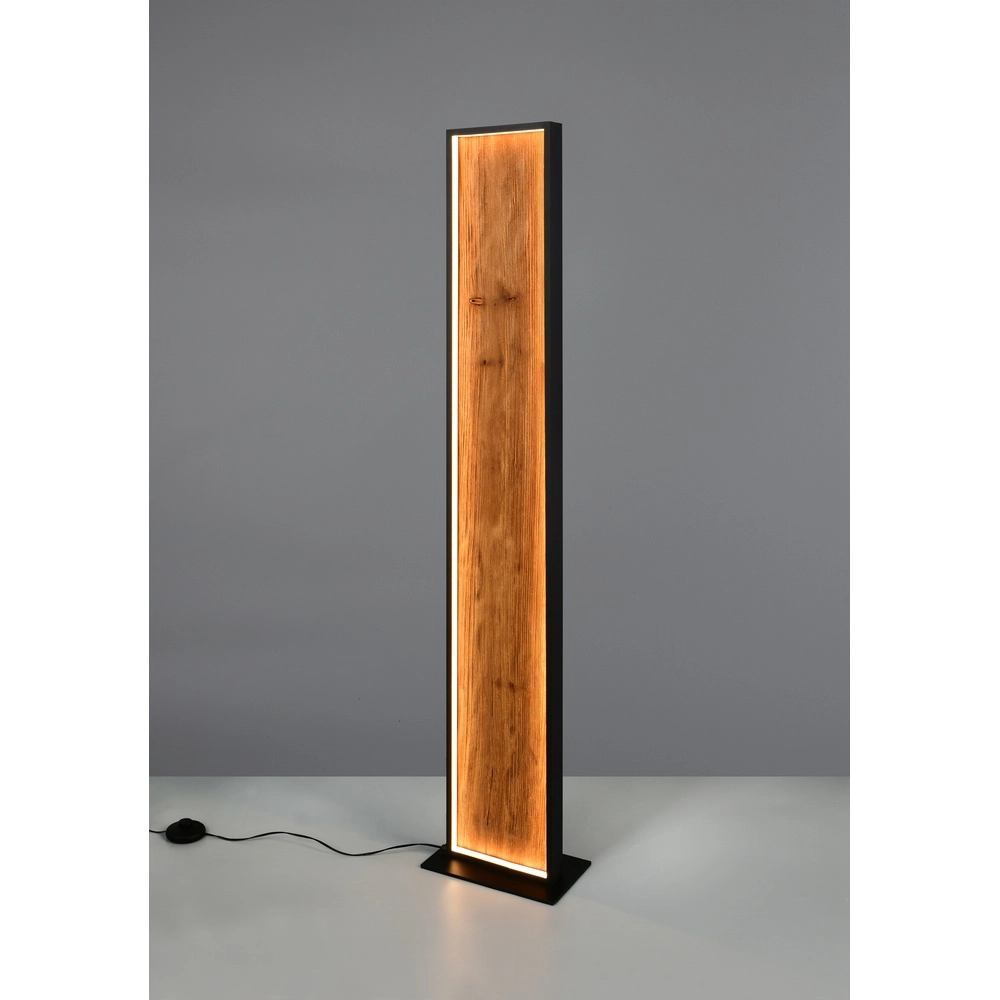 Lampadaire design Kalea noir avec bois Trio 4017807661446