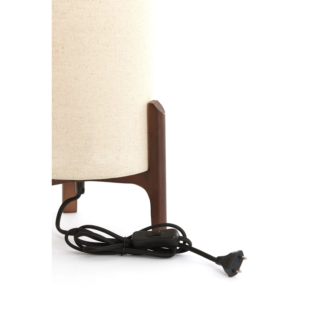 Lampe de table Litto Ø 22cm - noyer avec lin naturel Light & Living 8717807792671