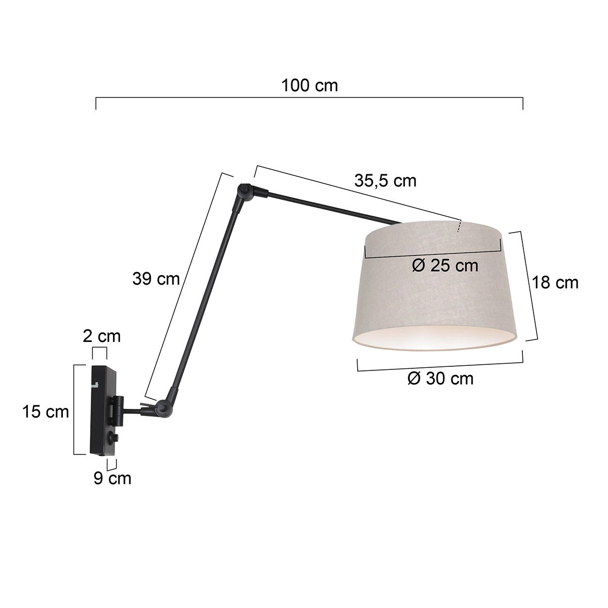 Lampe de table orientable Prestige Chic 50 cm taupe avec du noir Steinhauer 8712746146585