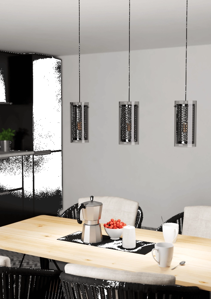 Lampe de table à manger Pinto Textil 1 noir avec verre Eglo 9008606235698