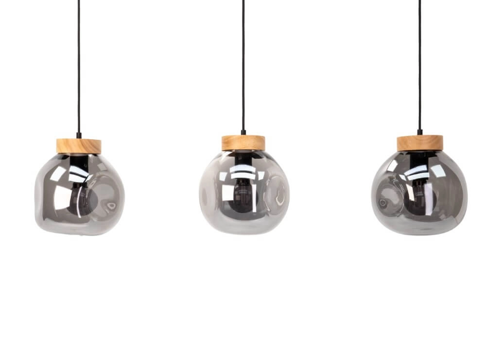 Lampe suspendue 3 lumières Magacela bois avec verre fumé Stars of Light 9008606274499
