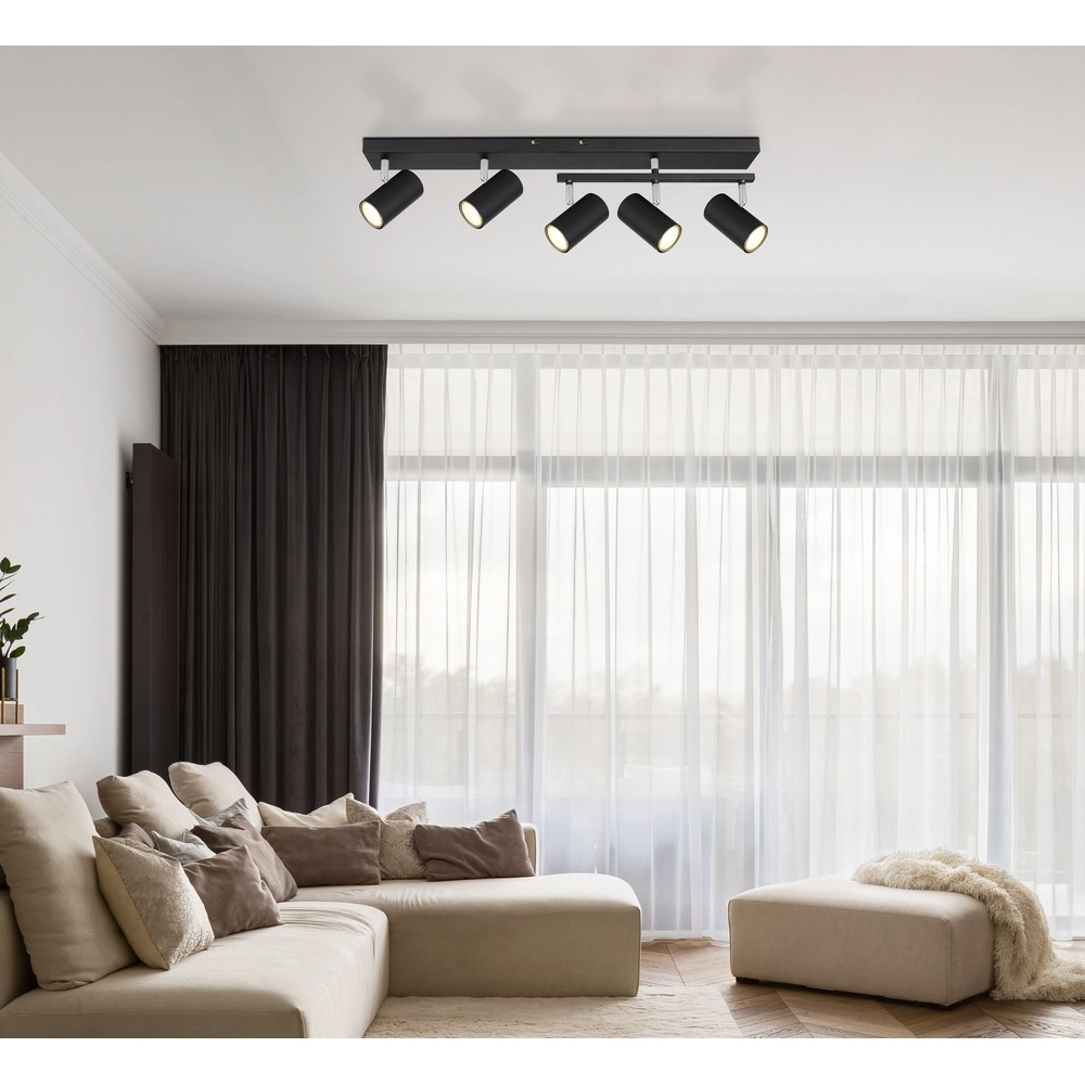 Lampe de plafond à 5 lumières Robby Noir Globo 9007371439577