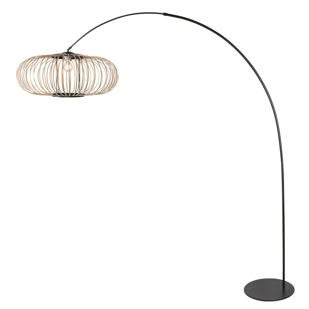 Noir de lampe à arc Curve avec une teinte en bambou Ø60 cm Steinhauer 8712746183122