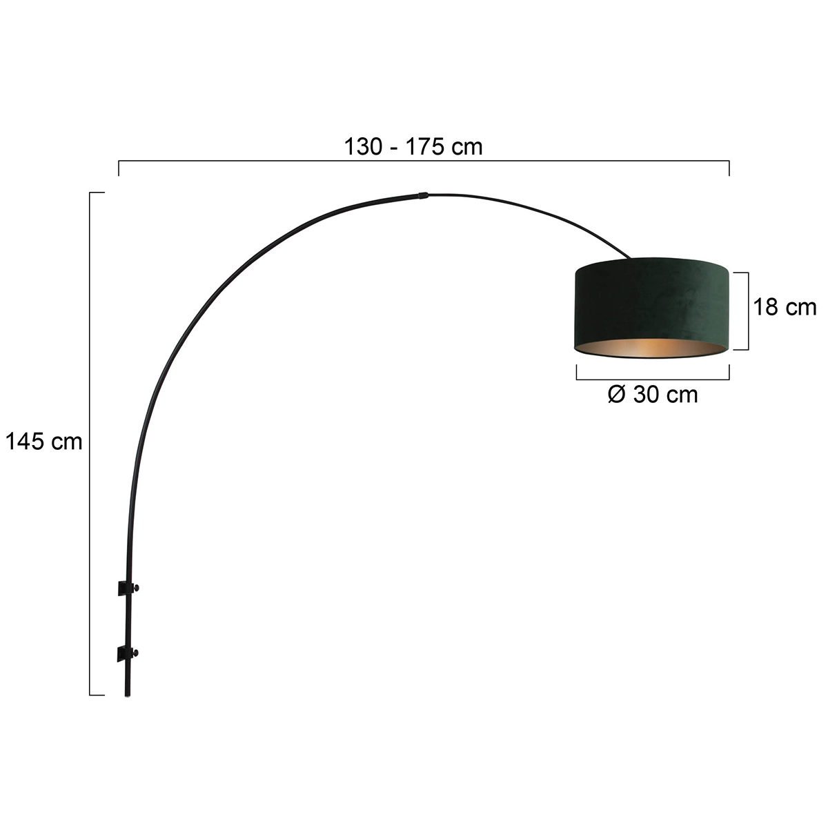 Lampe à arc murale Sparkled noir avec nuance de velours vert Steinhauer 8712746146097