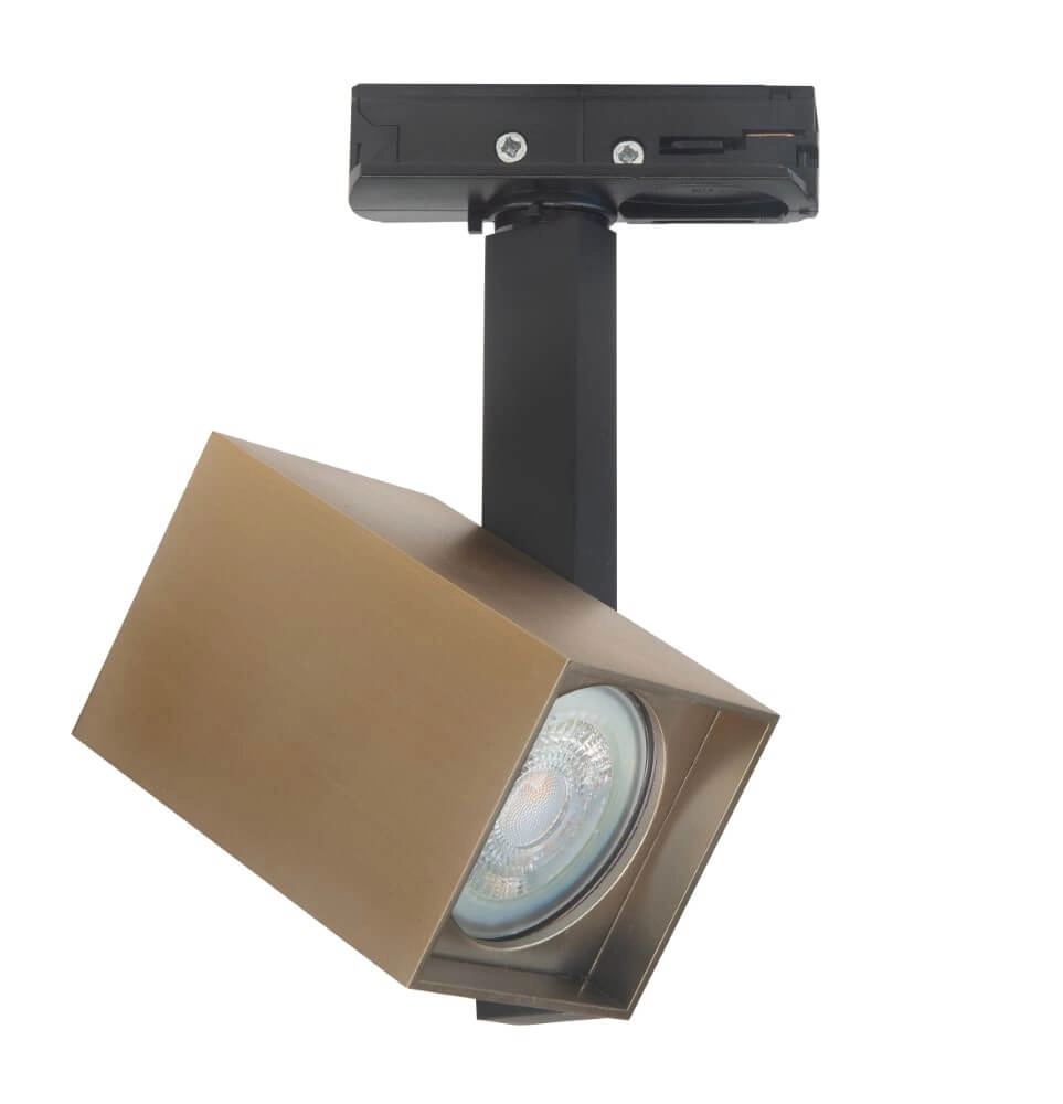 Spot sur rail carré monophasé Oslo or - GU10