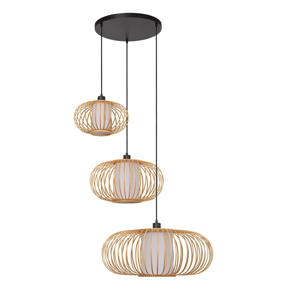 Lampe suspendue Thuline Aspect bois à 3 lumières