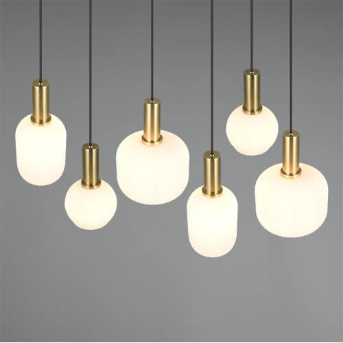 Lampe suspendue pour salle à manger Diva 6 lumières - verre blanc Trio 4017807614510
