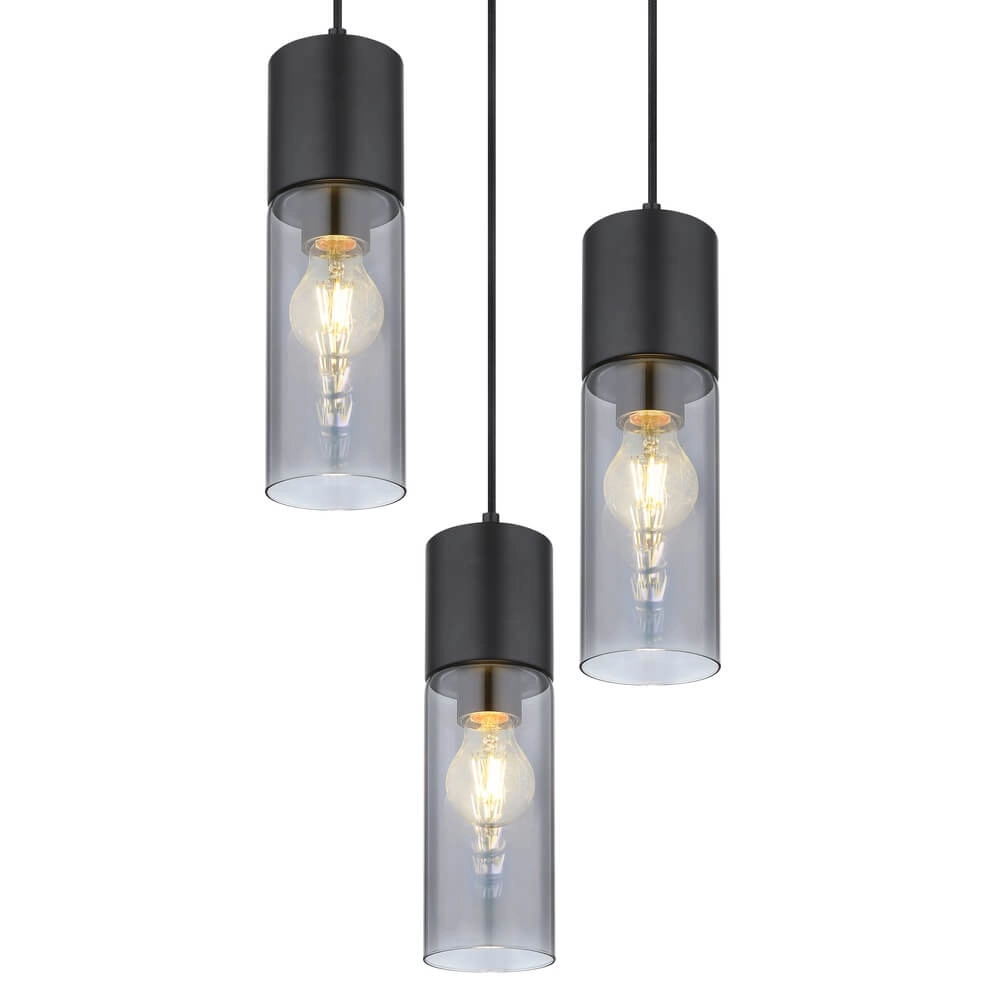 Suspension élégante Annika 3 lumières noir rond Globo 9007371442768