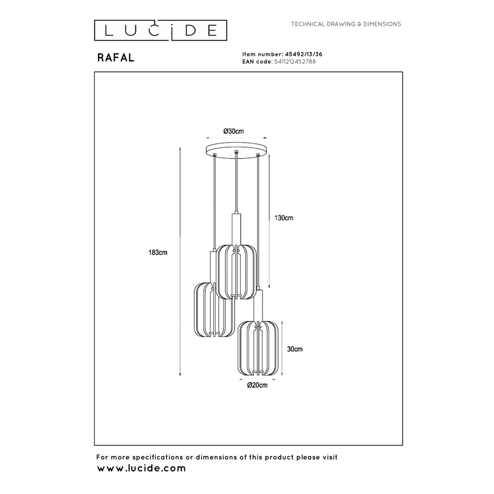 Lampe suspendue élégante Rafal 3 ronds lumineux noir avec gris Lucide 5411212452788