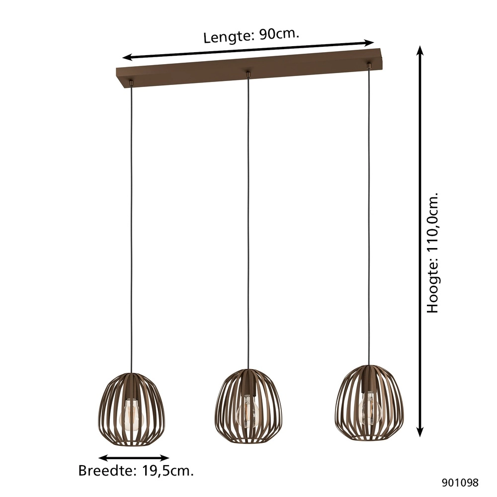 Lampe de table en bronze Espinal Ø 19,5cm - 3x E27 Eglo 9008606312597
