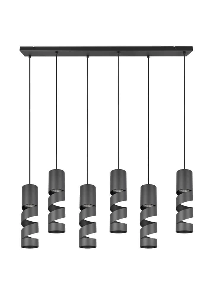 Lampe à suspension tube 6 lumières Stream noir Trio 4017807614022