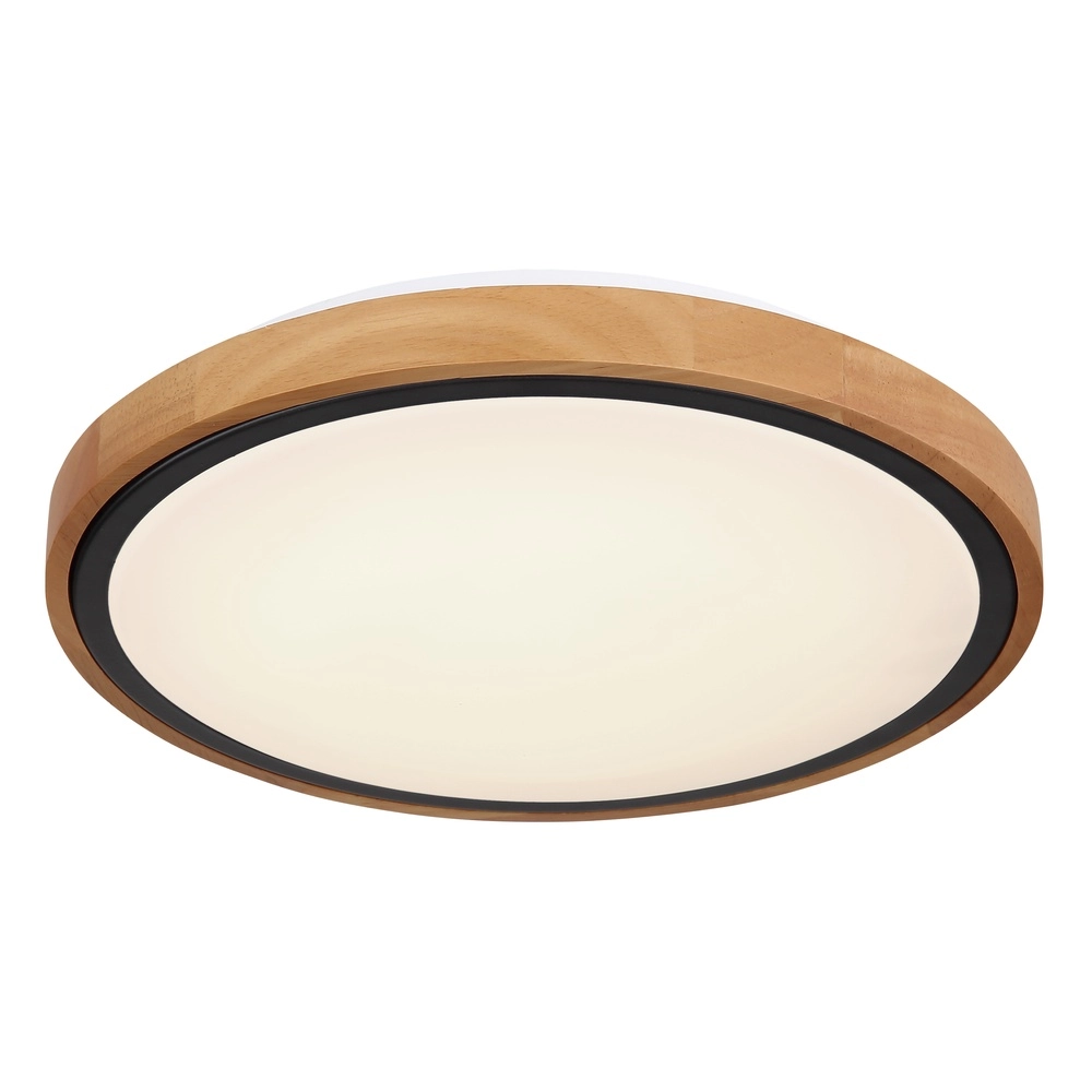Lampe de plafond Bruno Ø 30,7 cm noir avec bois