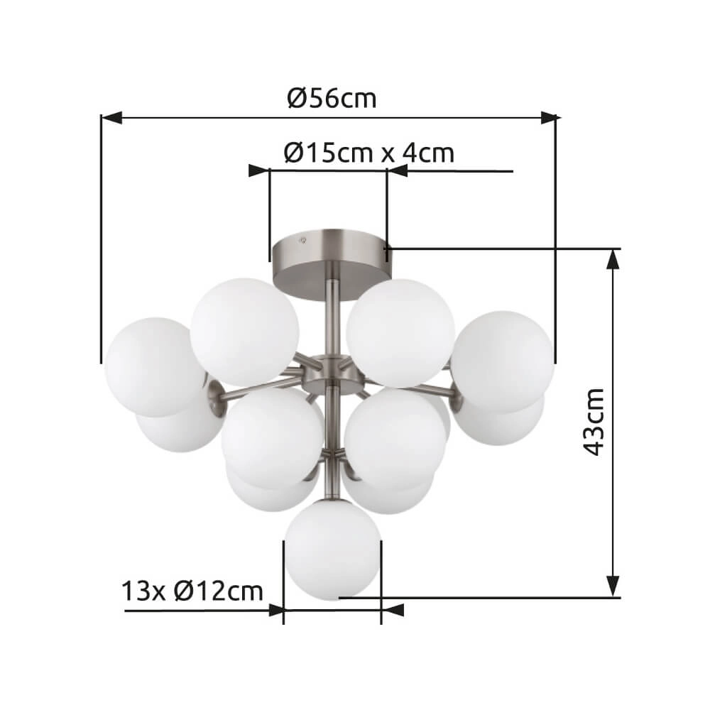 Plafonnier en nickel Grappy 13 lumières Globo 9007371459124