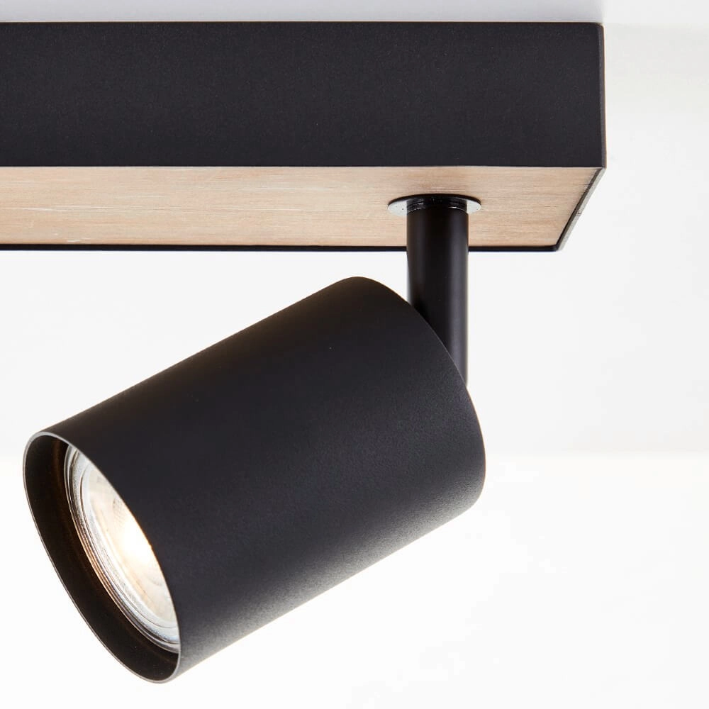 Lampe à 3 lumières Jello Wood noir avec du bois Brilliant 4004353428395