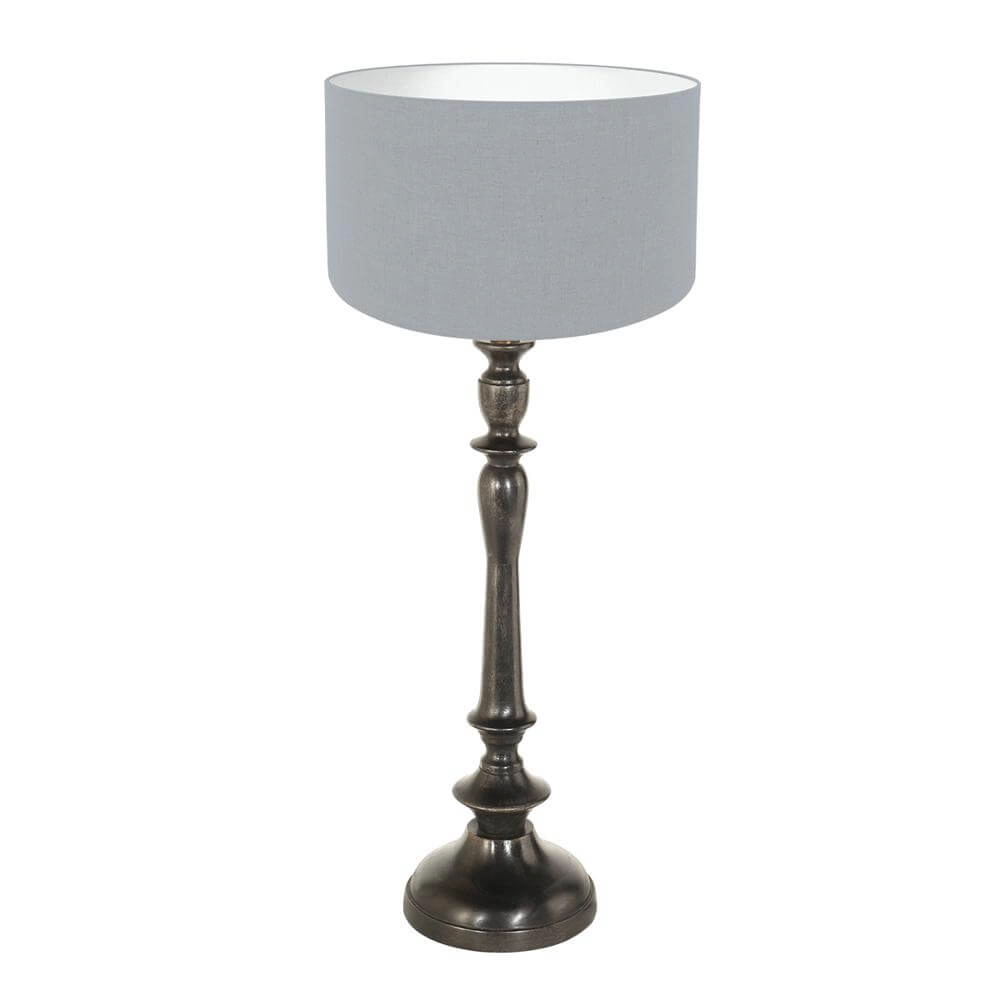 Lampe de table Bois Noir avec capuche bleu clair