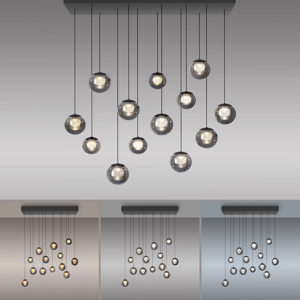 Lampe suspendue à 13 lumières Pure Popup Gris mystique Paul Neuhaus 4012248398302