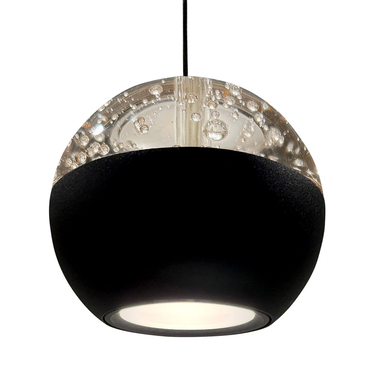 Lampe pendante de table à manger à 5 lumières Belluno LED - Noir avec verre Steinhauer 8712746183900