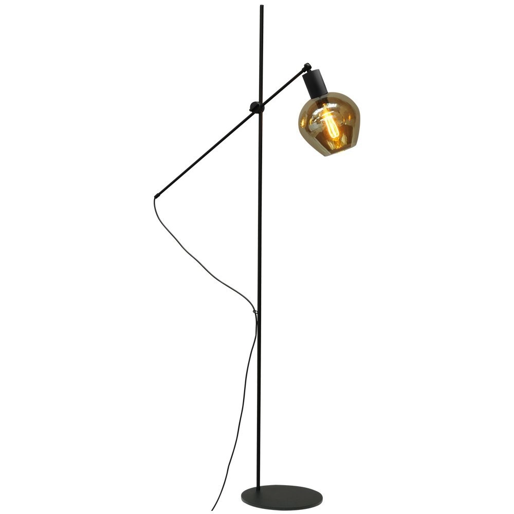 Lampadaire noir Bounty réglable avec verre rond