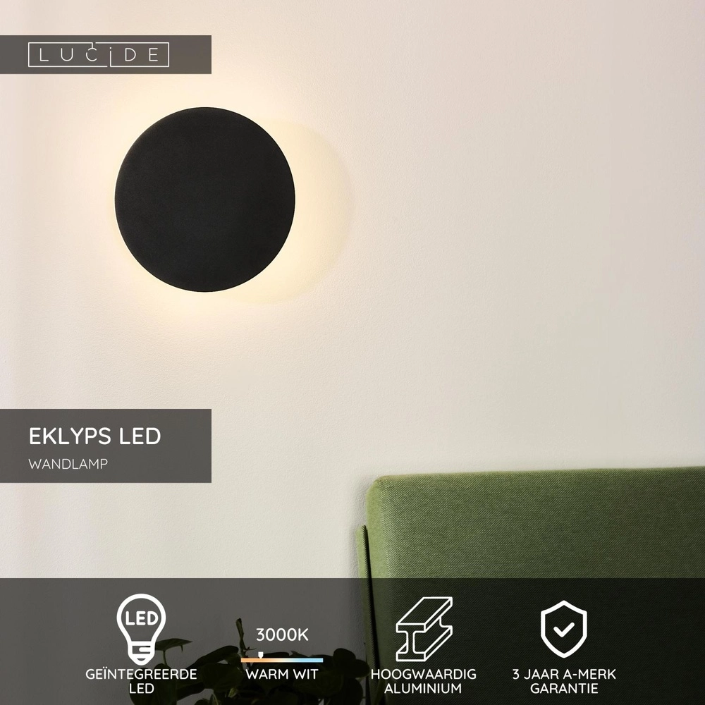 Lampe murale de conception Eklyps Led Ø 25cm noir Lucide 5411212460691