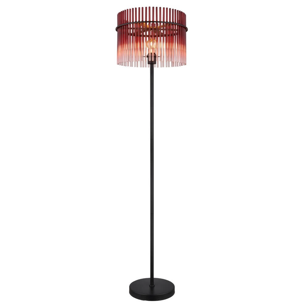 Lampadaire noir Gorley avec verre rouge Ø 38cm Lampadaire noir Gorley avec verre rouge Ø 38cm