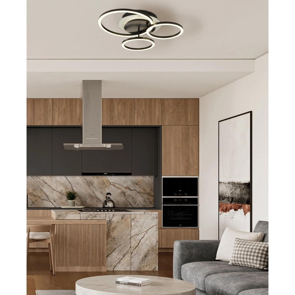 Lampe de plafond noire Norberto 3 anneaux Globo 9007371572830