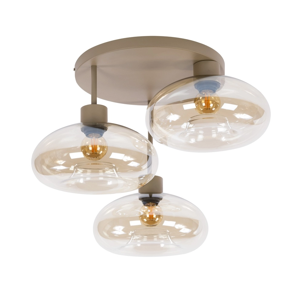 Lampe de plafond à design Serene Brun sable clair à 3 Lyora 8716803514782