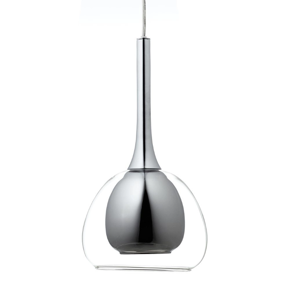 Lampe suspendue salle à manger Hadan chrome avec verre fumé Brilliant 4004353360848